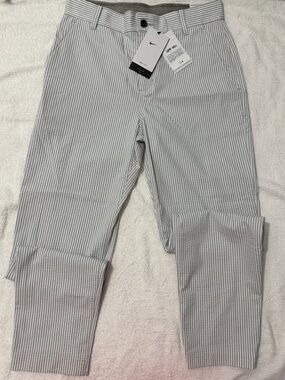 Nike Men’s White and Light Gray Pinstriped Chino Pants